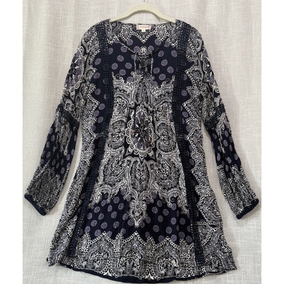 Altar'd State Dresses & Skirts - Altar'd State Women's Dress Size Small Rayon Navy Floral Summer Fall Beach Boho‎